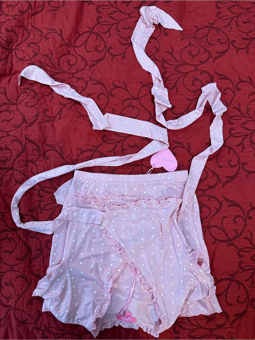 Sugar Thrillz Pink Polka Dot Wrap Crop Top & Ruffle Skirt Set - Picture 7 of 7